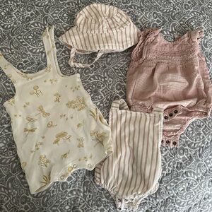 Adorable Pehr Rompers with hat, 0-3 mo